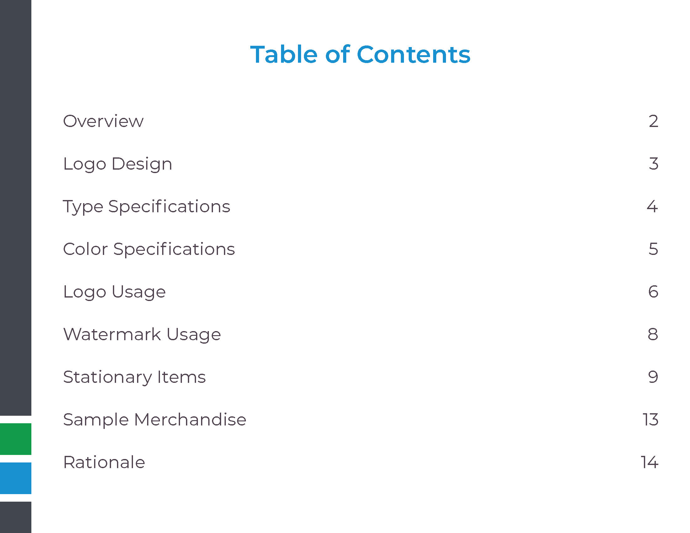 paws and claws style guide table of contents