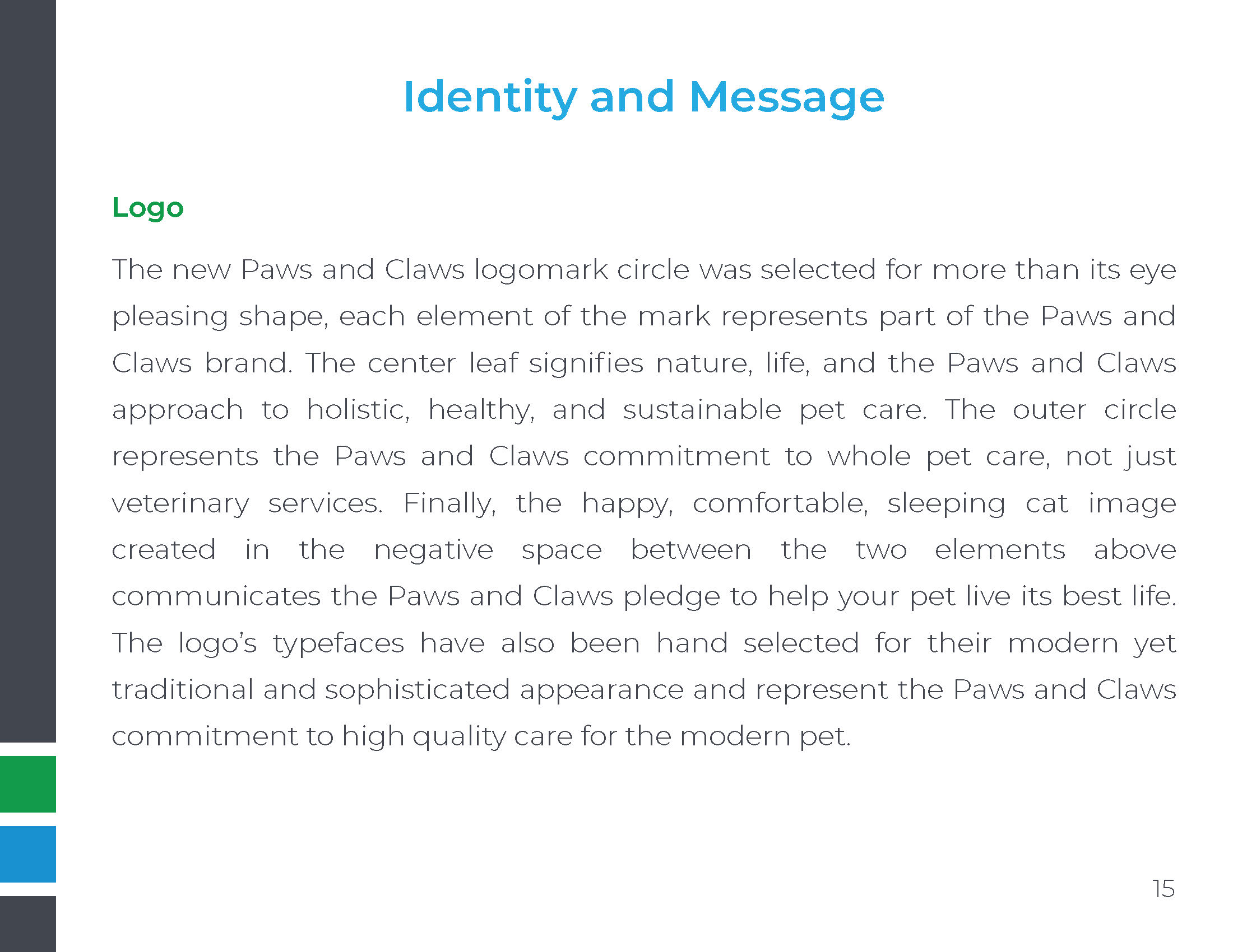 paws and claws style guide identiy and message in the logo