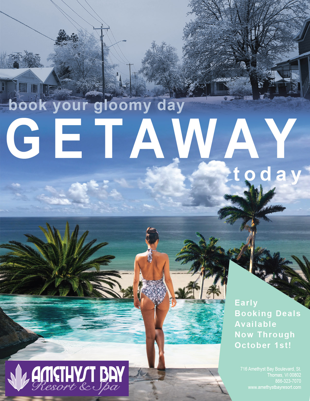 a magazine advertismenet for Amethyst Bay Resort and Spa