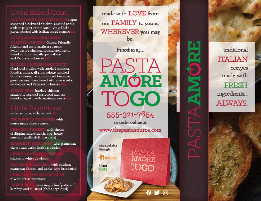 pasta amore brochure page