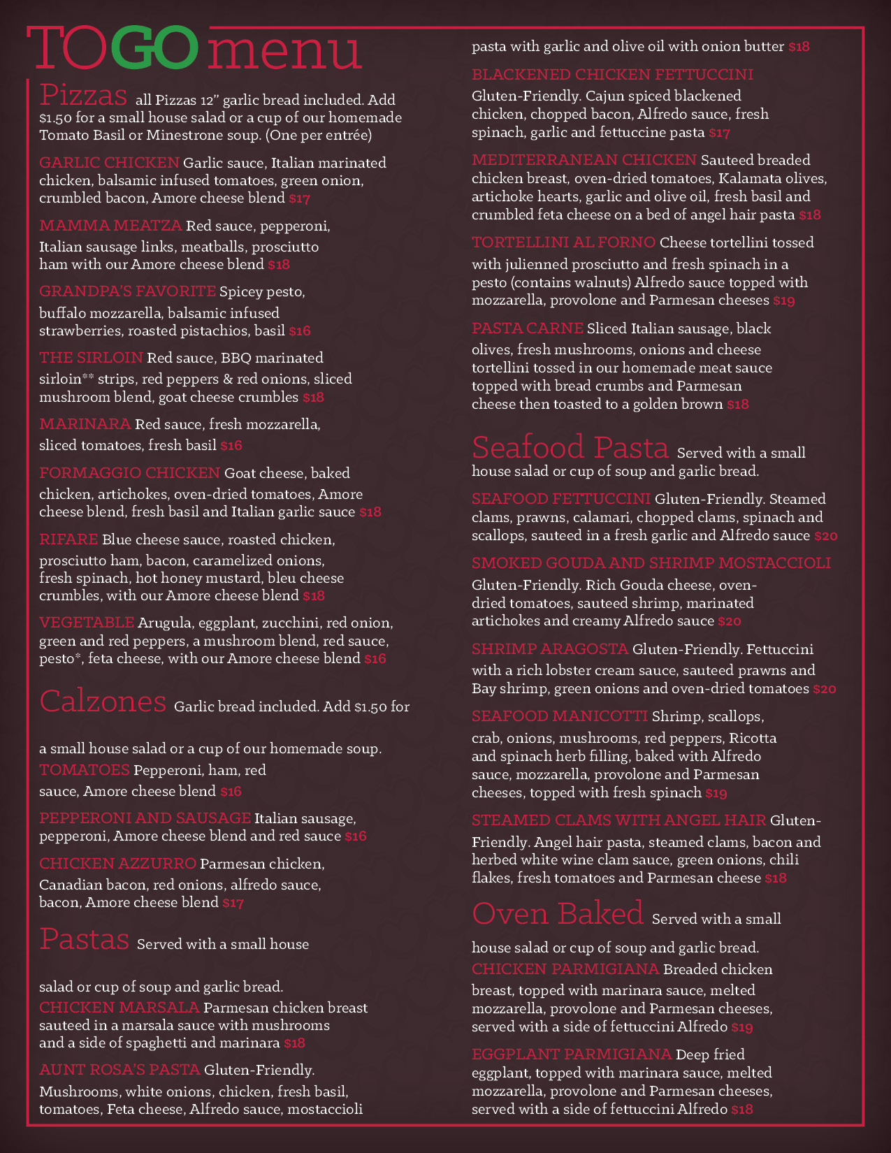 page one of the to go menu. click below to view the pdf.