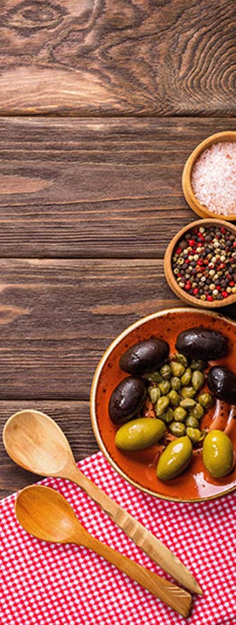 an image showing meal ingredients with a wood background