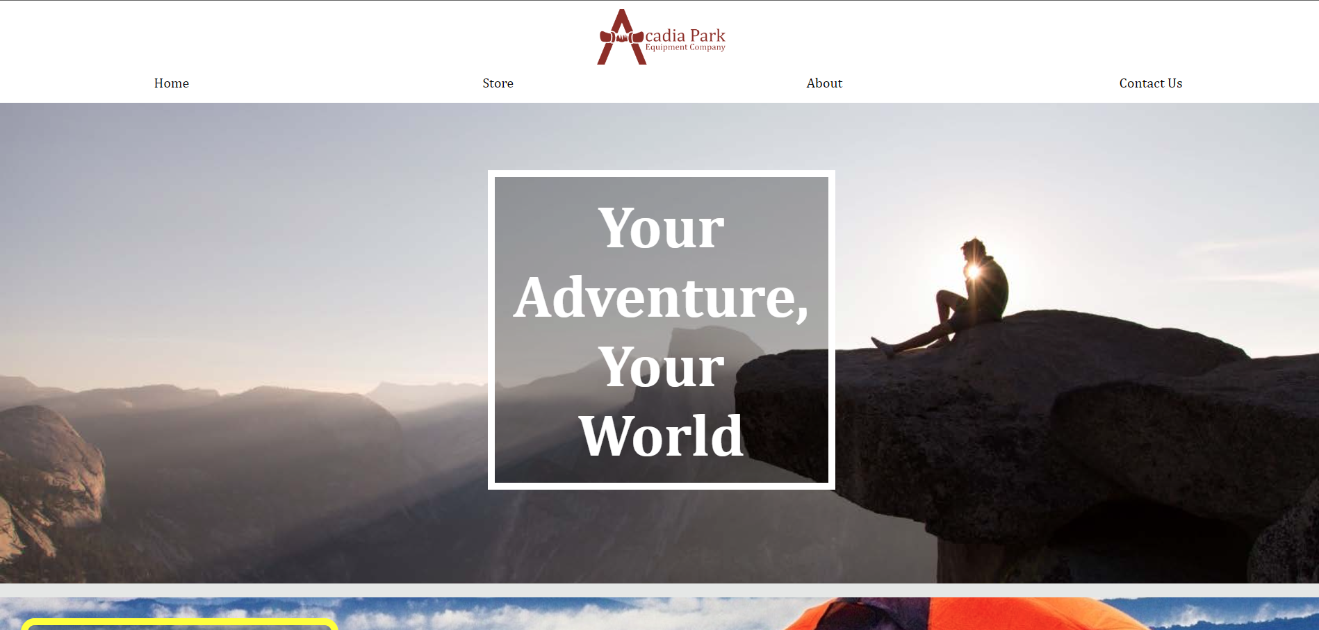 a screenshot of the Acadia Park homepage